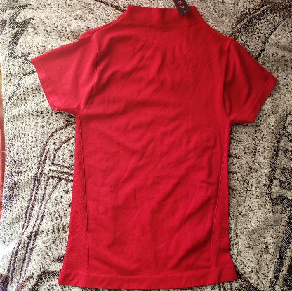 NWT C-Mode Red Short Sleeve Mock Neck Top - OneSize - Workwear
